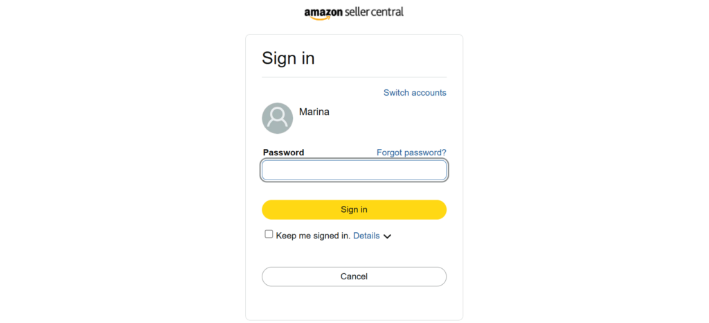 Amazon Seller Central login page during integration setup in CommerceBlitz OMNI.